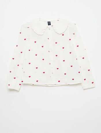 Camicia in garza di cotone con motivo 'cuore'