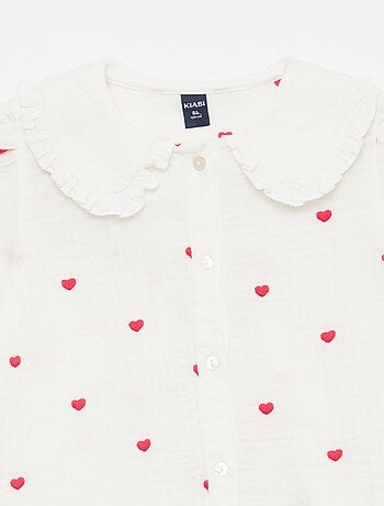 Camicia in garza di cotone con motivo 'cuore'