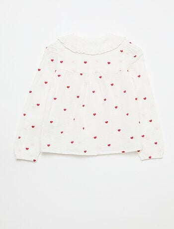 Camicia in garza di cotone con motivo 'cuore'