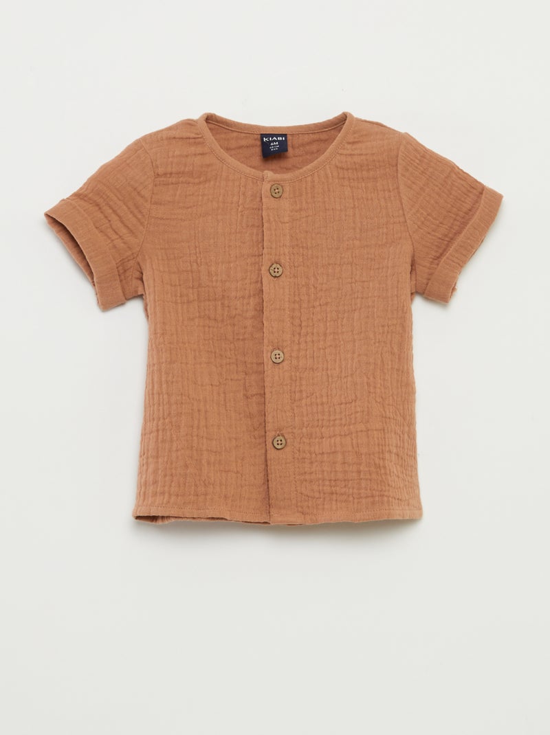 Camicia in garza di cotone MARRONE - Kiabi