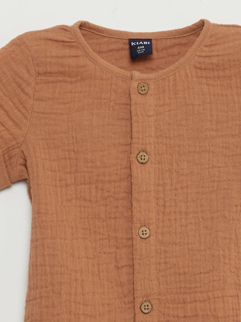 Camicia in garza di cotone MARRONE - Kiabi