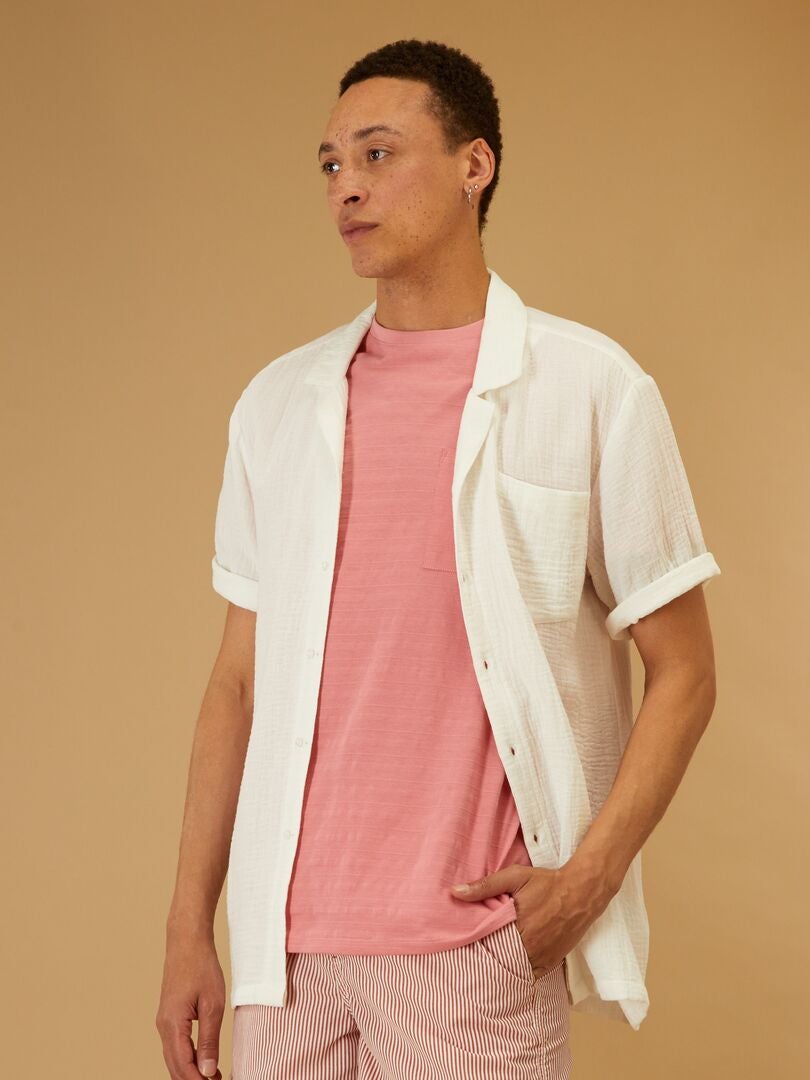 Camicia in garza di cotone tinta unita Bianco - Kiabi