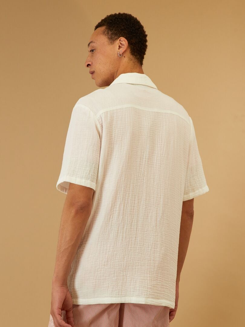 Camicia in garza di cotone tinta unita Bianco - Kiabi