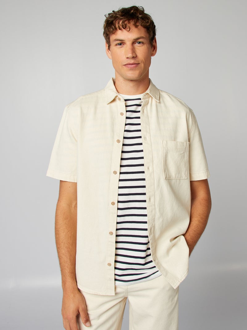 Camicia in jeans a maniche corte BIANCO - Kiabi