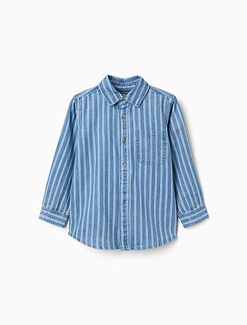 Camicia in jeans a righe con tasca