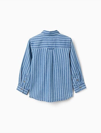 Camicia in jeans a righe con tasca