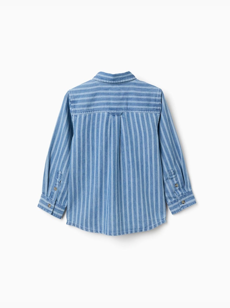 Camicia in jeans a righe con tasca Blu Blu - Kiabi