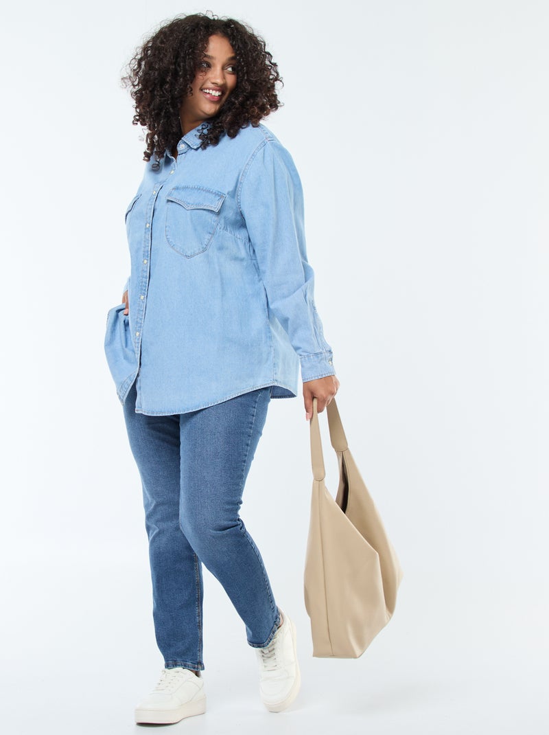 Camicia in jeans con 2 tasche sul petto Blu - Kiabi
