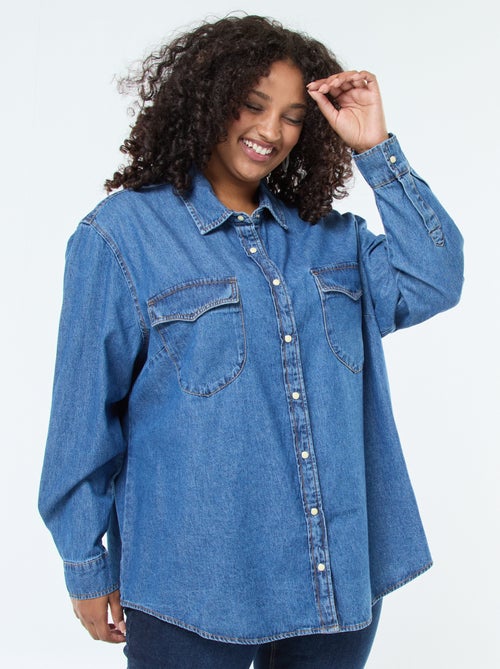 Camicia in jeans con 2 taschini sul petto - Kiabi