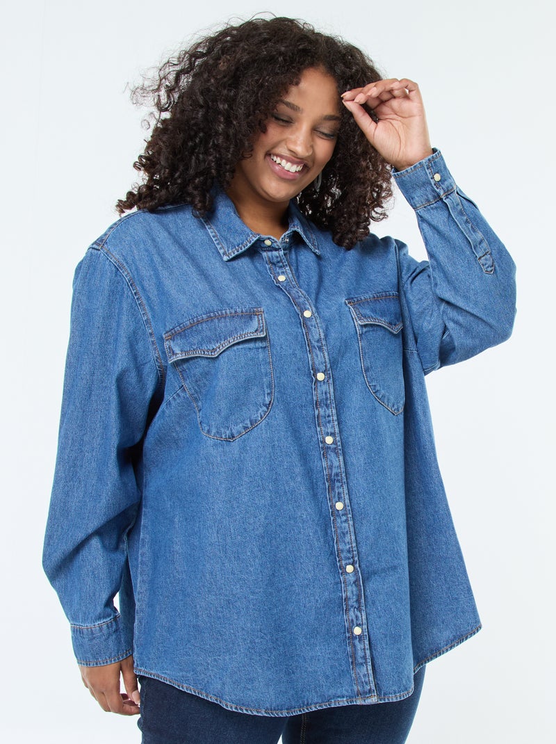 Camicia in jeans con 2 taschini sul petto Blu - Kiabi