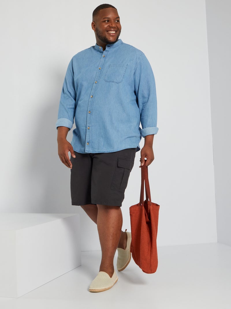 Camicia in jeans con collo alla coreana BLU - Kiabi