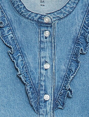 Camicia in jeans con collo con volant