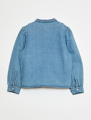 Camicia in jeans con collo con volant