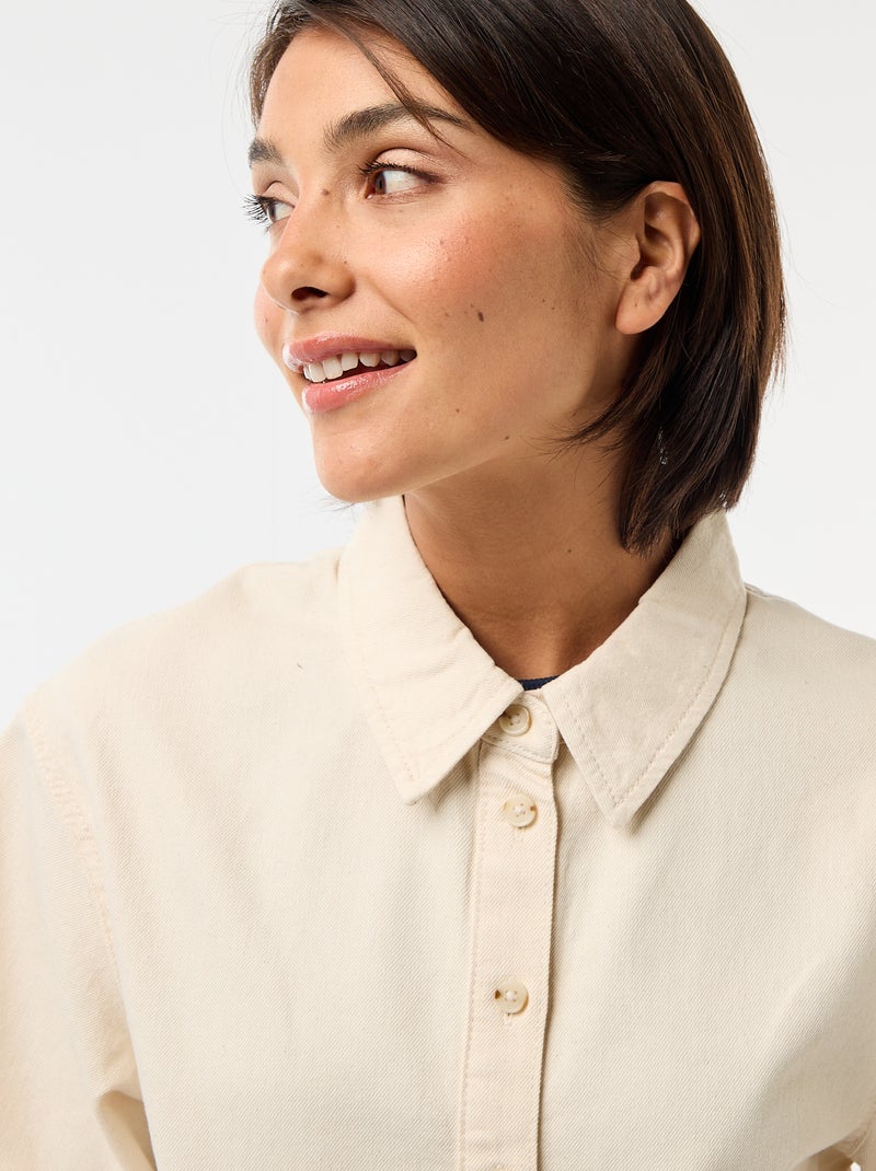 Camicia in jeans con maniche a 3/4 Bianco - Kiabi