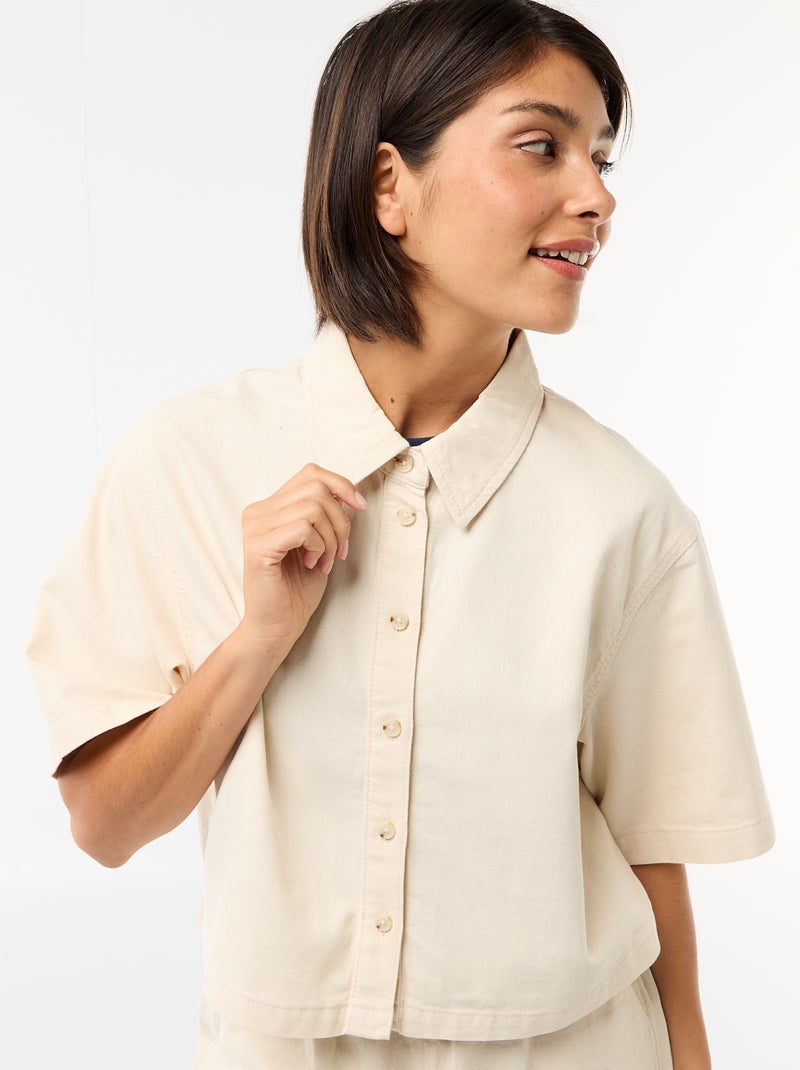 Camicia in jeans con maniche a 3/4 Bianco - Kiabi