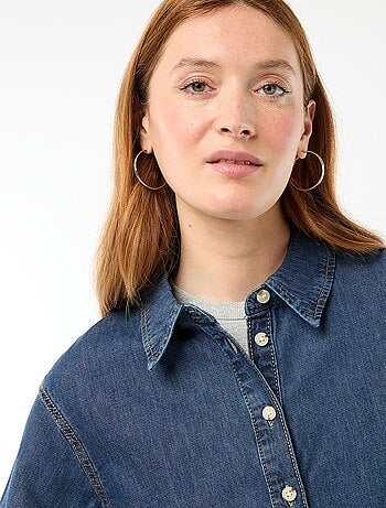 Camicia in jeans con maniche a 3/4
