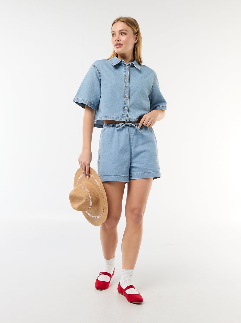 Camicia in jeans con maniche a 3/4 Blu - Kiabi