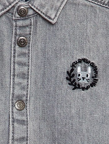 Camicia in jeans con ricamo coniglio