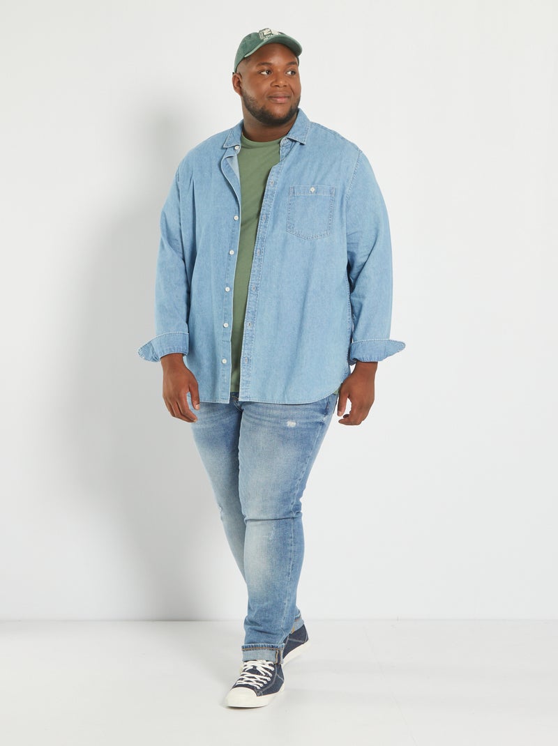 Camicia in jeans con tasca blu - Kiabi