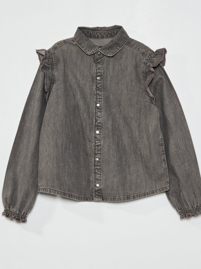 Camicia in jeans con volant GRIGIO - Kiabi
