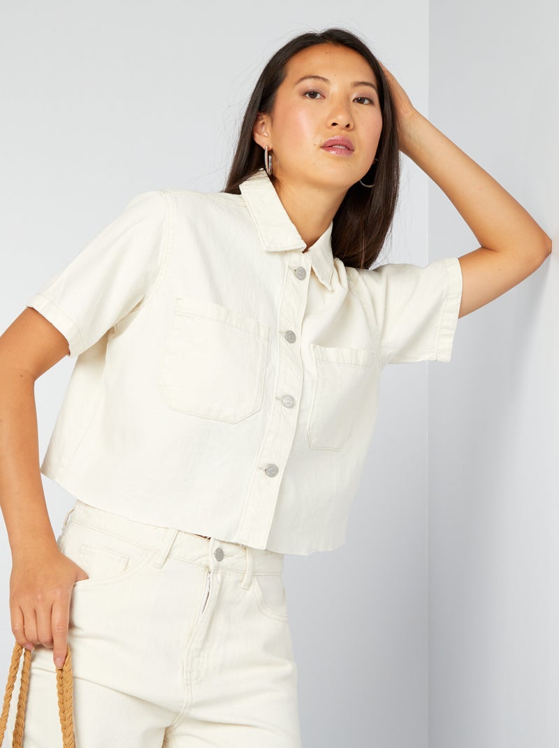 Camicia in jeans cropped BIANCO - Kiabi