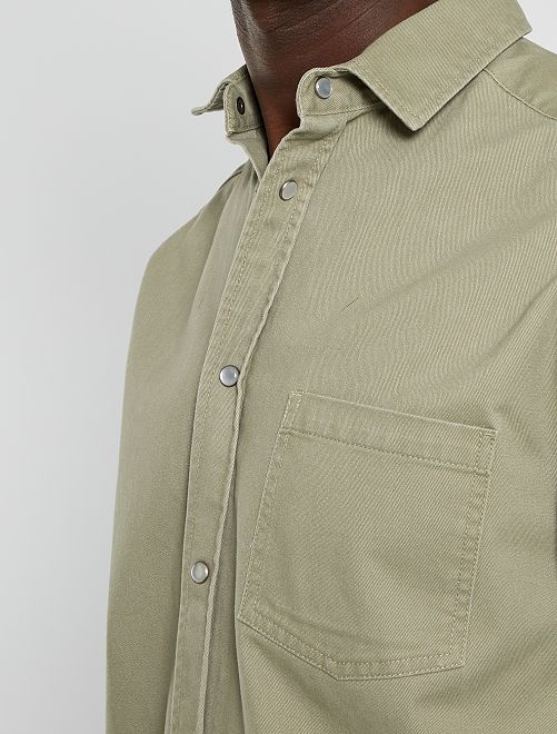 Camicia in jeans regular fit - kaki marrone - Kiabi - 18.00€