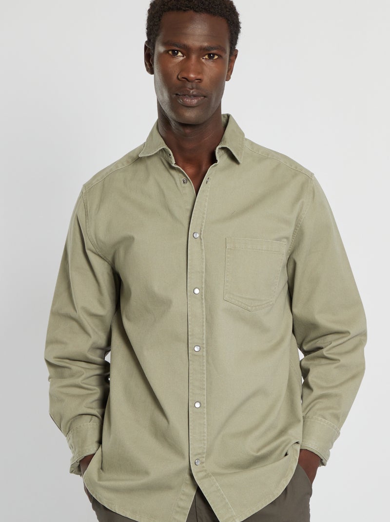 Camicia in jeans regular fit kaki marrone - Kiabi