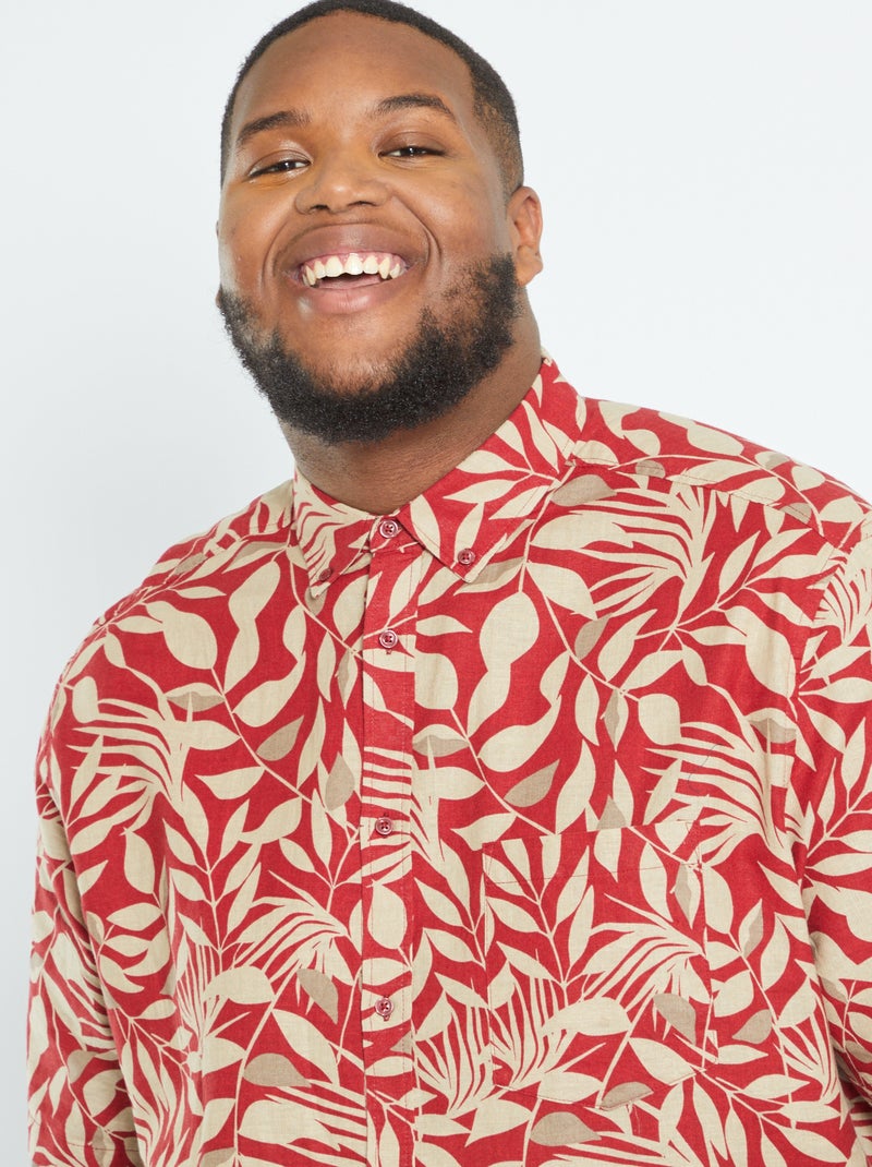Camicia in lino a fiori ROSSO - Kiabi