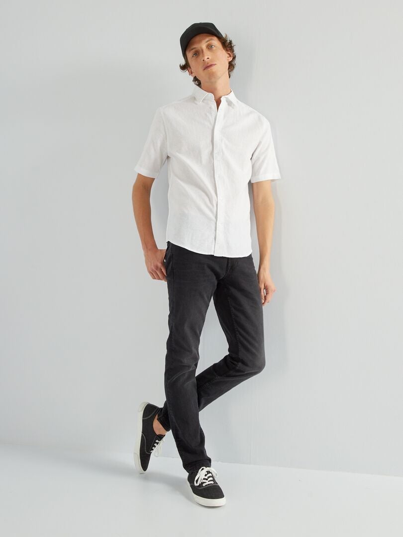 Camicia in lino a maniche corte Bianco - Kiabi