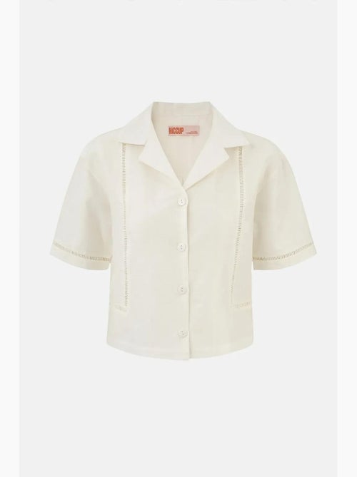 Camicia in lino a maniche corte con dettaglio cut-out hiccup - Kiabi Camicia in lino a maniche corte con dettaglio cut-out hiccup - Kiabi