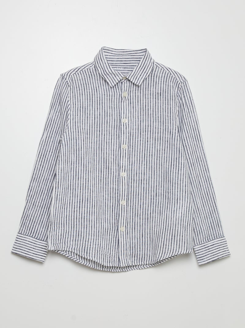 Camicia in lino a righe sottili BLU - Kiabi