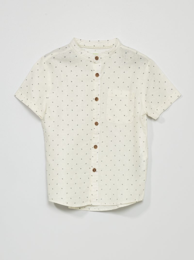 Camicia in lino con collo alla coreana BIANCO - Kiabi