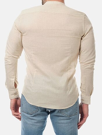 Camicia in lino con collo mao