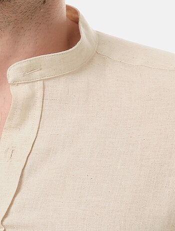 Camicia in lino con collo mao