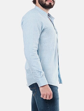 Camicia in lino con collo mao