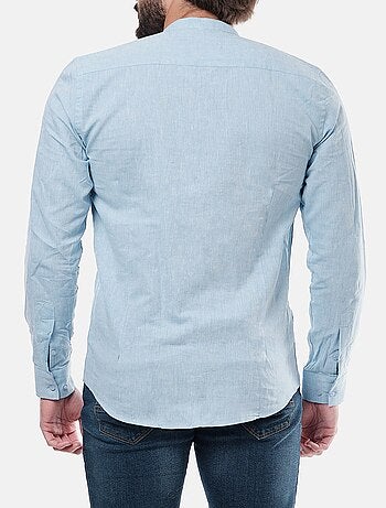 Camicia in lino con collo mao