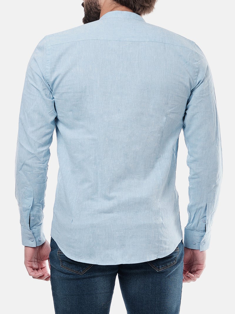 Camicia in lino con collo mao Blu cielo - Kiabi