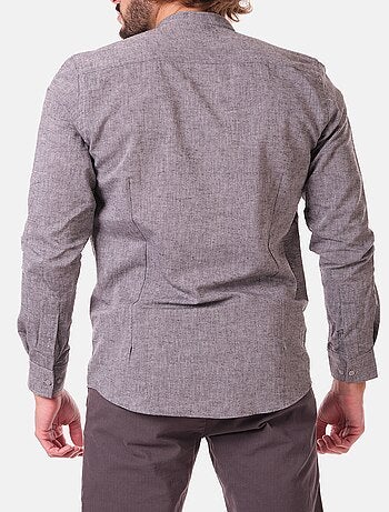Camicia in lino con collo mao