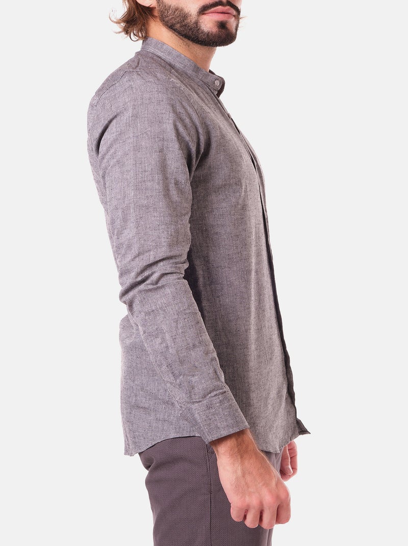 Camicia in lino con collo mao Grigio antracite - Kiabi