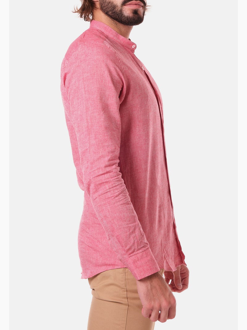 Camicia in lino con collo mao Rosso - Kiabi