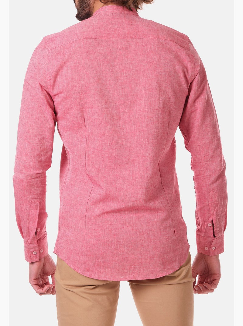 Camicia in lino con collo mao Rosso - Kiabi
