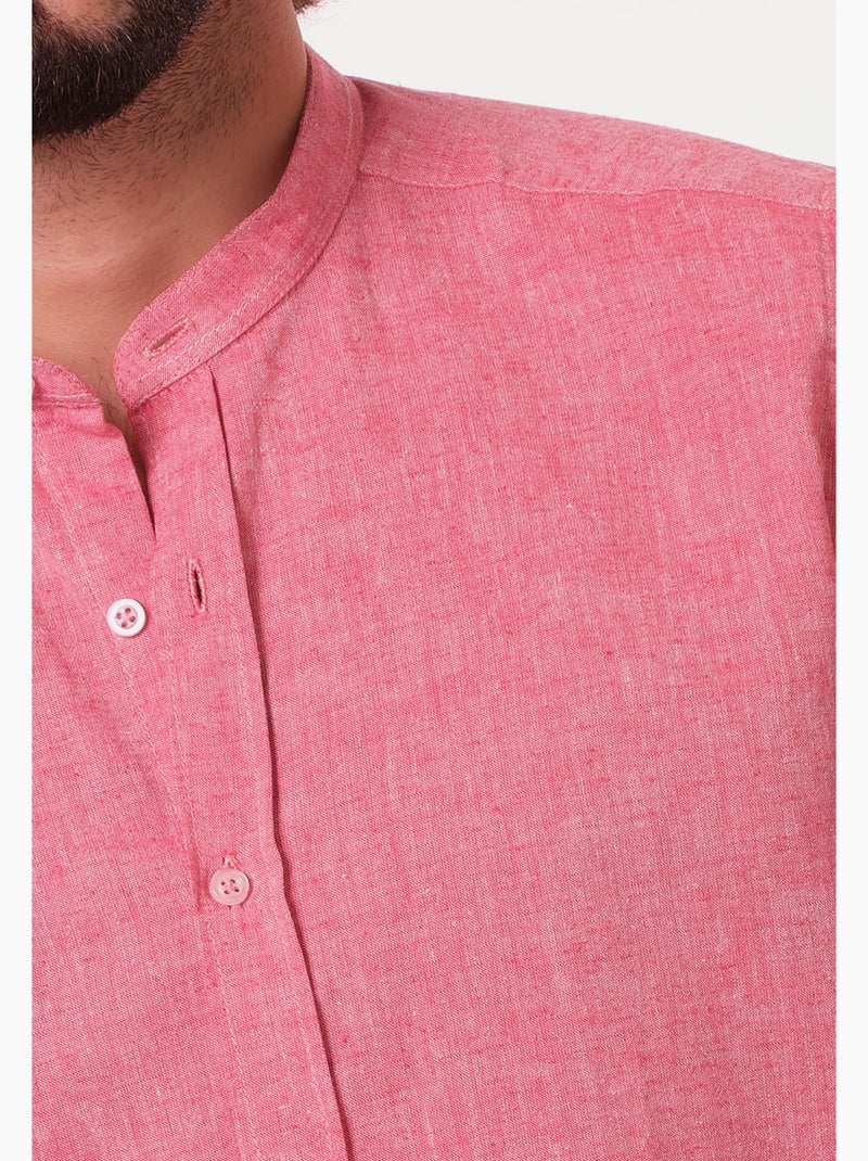 Camicia in lino con collo mao Rosso - Kiabi