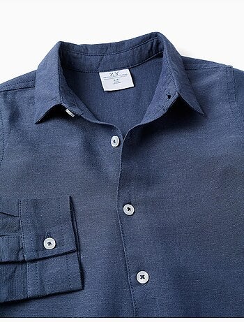 Camicia in lino con maniche arrotolabili You&Me