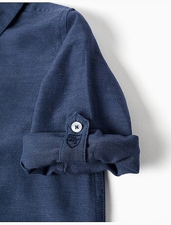 Camicia in lino con maniche arrotolabili You&Me