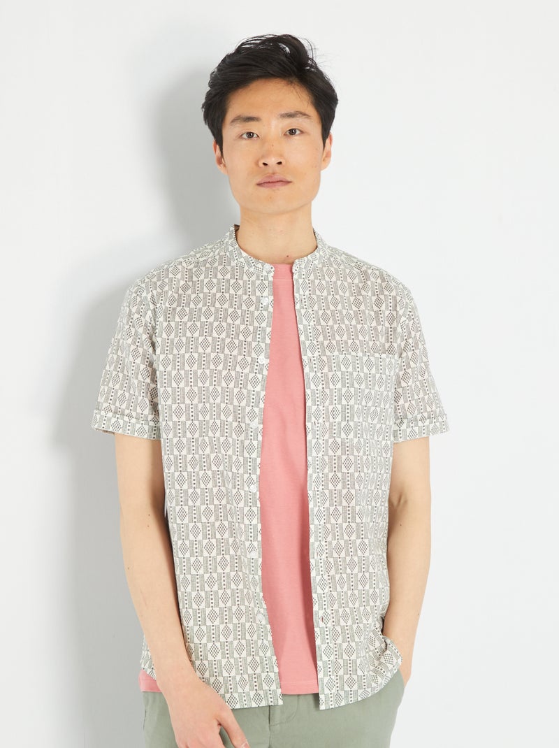 Camicia in lino con stampa BIANCO - Kiabi