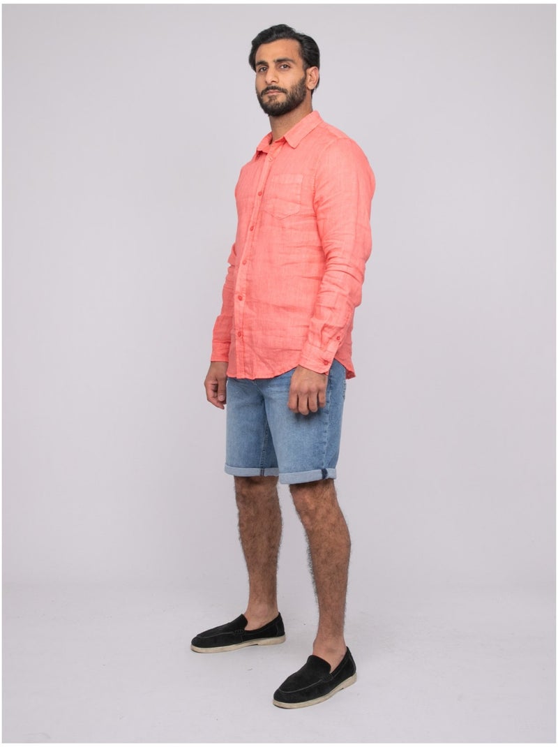 Camicia in lino DALAMO Arancione corallo - Kiabi