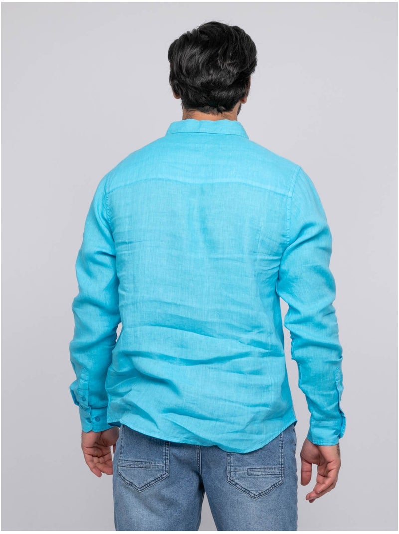 Camicia in lino DALAMO Turchese - Kiabi