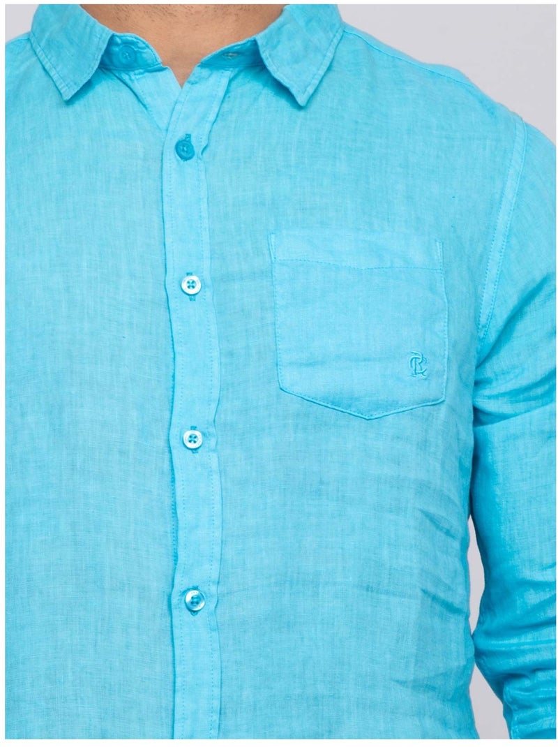 Camicia in lino DALAMO Turchese - Kiabi