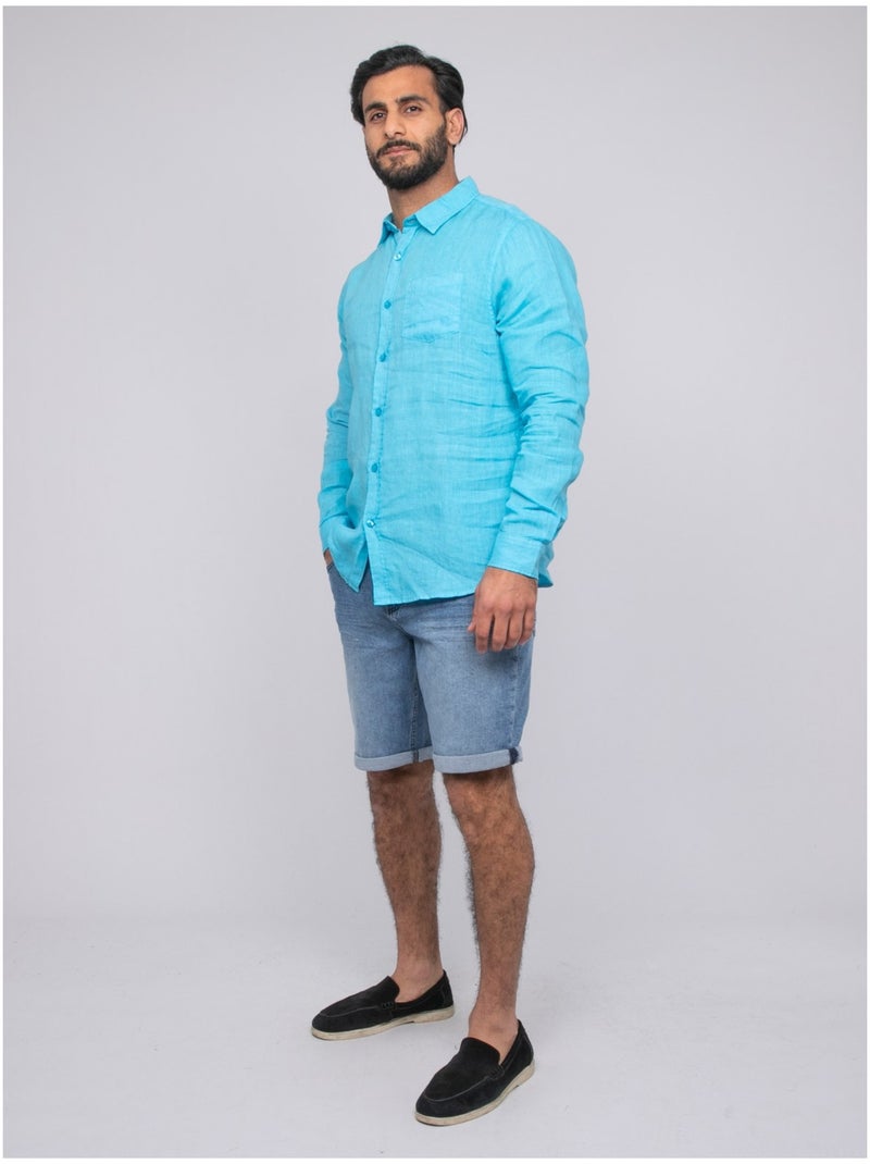 Camicia in lino DALAMO Turchese - Kiabi