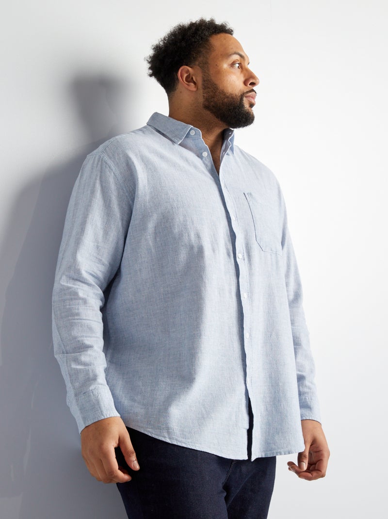 Camicia in lino e cotone BLU - Kiabi
